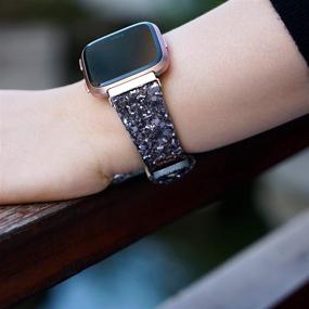 img 3 attached to 🌙 Лунный блеск Moonooda Watch Band: Сверкающий запасной ремешок для умных часов Fitbit Versa - Блестящий ремешок для женщин и мужчин