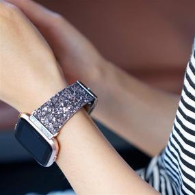 img 2 attached to 🌙 Лунный блеск Moonooda Watch Band: Сверкающий запасной ремешок для умных часов Fitbit Versa - Блестящий ремешок для женщин и мужчин