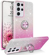 bentoben samsung s21 ultra case, slim glitter sparkly 360° ring holder kickstand magnetic car mount supported protective cover for samsung galaxy s21 ultra 6.8“, pink - ideal for girls and women logo