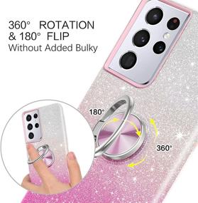 img 2 attached to BENTOBEN Samsung S21 Ultra Case, Slim Glitter Sparkly 360° Ring Holder Kickstand Magnetic Car Mount Supported Protective Cover for Samsung Galaxy S21 Ultra 6.8“, Pink - Ideal for Girls and Women