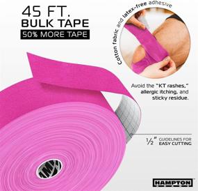 img 1 attached to 🩺 135 Feet Waterproof Kinesiology Tape Roll for Sports Therapy - Knee, Muscle, Wrist, Shoulder, Back Support - Premium Therapeutic Elastic Cotton - Hypoallergenic - Pink