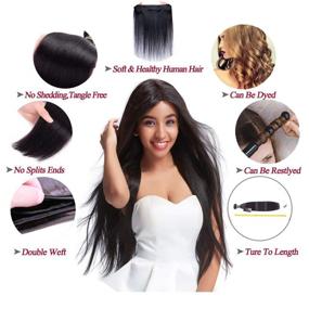 img 2 attached to 🔥 Premium Brazilian Straight Human Hair Bundle: 18 Inch 9A Unprocessed Virgin Hair #1B Natural Color - Soft, Silky, and 100% Natural