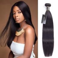 🔥 premium brazilian straight human hair bundle: 18 inch 9a unprocessed virgin hair #1b natural color - soft, silky, and 100% natural logo