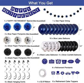 img 3 attached to Retirement Decorations: Complete Party Decor Kit for Men and Women - Blue HAPPY RETIREMENT Banner, Paper Pompoms, Balloons, Hanging Swirls, Cake Toppers - Retired Party Supplies