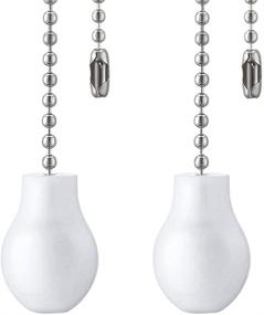 img 4 attached to 🎐 12-Inch White Wooden Ceiling Fan Chain Pulls Extenders, Decorative Ornaments for Ceiling Light Lamps Fans, 2-Pack Nickel Pendant Pull Chain Extensions