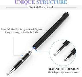 img 3 attached to 🖊️ MEKO 2020 Exclusive 2-in-1 Stylus for iPad - Universal Ballpoint Disc Touch Screen Pen for Apple iPhone, iPad, Tablets & Cell Phones with 5 Replacement Tips - Black