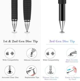 img 1 attached to 🖊️ MEKO 2020 Exclusive 2-in-1 Stylus for iPad - Universal Ballpoint Disc Touch Screen Pen for Apple iPhone, iPad, Tablets & Cell Phones with 5 Replacement Tips - Black