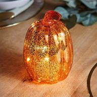 🎃 enhance your fall ambiance with lights4fun, inc. orange glass pumpkin led light decoration – battery operated for easy use during thanksgiving логотип