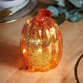 img 2 attached to 🎃 Enhance Your Fall Ambiance with Lights4fun, Inc. Orange Glass Pumpkin LED Light Decoration – Battery Operated for Easy Use During Thanksgiving