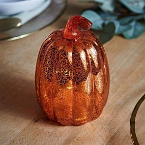 img 1 attached to 🎃 Enhance Your Fall Ambiance with Lights4fun, Inc. Orange Glass Pumpkin LED Light Decoration – Battery Operated for Easy Use During Thanksgiving