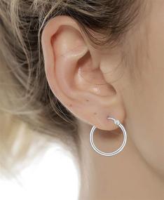 img 3 attached to 👂 Tornito Small Hoop Earrings - Stainless Steel Click Top Rings for Women Girls (8-20MM)