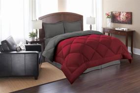 img 3 attached to 🛏️ Luxurious Reversible King/Cal King Comforter Set - Elegant Comfort Goose Down Alternative - Red/Gray
