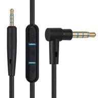 enhanced audio cable cord, earla tec extension wire with in-line mic volume control for bose quietcomfort qc25 qc35 headphones (black) logo