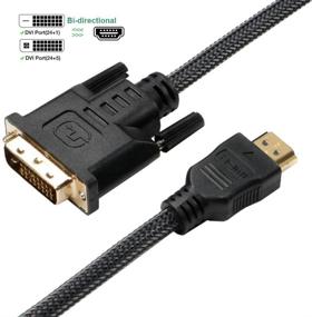 img 3 attached to 6FT Bidirectional HDMI to DVI Cable, HDMI to DVI-D(24+1) or DVI to HDMI Male Adapter Cord - 6' Compatible for Raspberry Pi, Roku, Xbox One, PS4, PS3, Graphics Card - Braided (Bi-Directional)