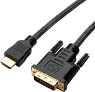 6ft bidirectional hdmi to dvi cable, hdmi to dvi-d(24+1) or dvi to hdmi male adapter cord - 6' compatible for raspberry pi, roku, xbox one, ps4, ps3, graphics card - braided (bi-directional) logo