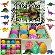 🥚 colorful egg bath bombs for kids - set of 12 fizzies with dinosaur surprise | safe and gentle spa bath kit - perfect birthday or easter gift for girls and boys logo