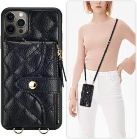 img 3 attached to 👜 Leather Wallet Case for iPhone 12 Pro Max 6.7 Inch, LAMEEKU Quilted Card Holder Case with Crossbody Strap - Protective Case for iPhone 12 Pro Max 5G 6.7" (Black)