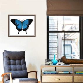 img 3 attached to 🦋 GOLDEAL Joy Sunday Blue Butterfly DIY Cross Stitch Kit - Stamped Embroidery Crafts for Home Decor and Needlepoint Beginners (16"x13.8")