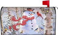 🎄 winter cardinals magnetic mailbox cover - standard size 18" x 21" christmas snowman decoration for holiday garden yard decor - mailbox wraps, decals & post letter box cover logo