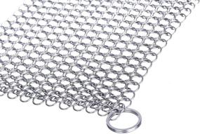 img 2 attached to 🍳 Efaithtek Premium 8"x6" 316 Stainless Steel Chainmail Scrubber for Cast Iron Cookware - Cleans and Restores Cast Iron Pans, Skillets, Woks, and Pots