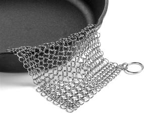 img 4 attached to 🍳 Efaithtek Premium 8"x6" 316 Stainless Steel Chainmail Scrubber for Cast Iron Cookware - Cleans and Restores Cast Iron Pans, Skillets, Woks, and Pots