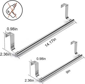 img 2 attached to 🛁 2-Pack Rugged and Modern Towel Rack for Bathroom and Kitchen Cabinet (14.1 in and 9.2 in)