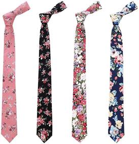img 3 attached to 🌸 Stylish AUSKY Floral Skinny Neckties: Eye-catching Printed Designs