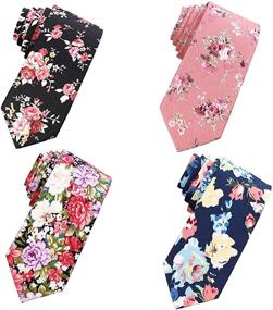 img 4 attached to 🌸 Stylish AUSKY Floral Skinny Neckties: Eye-catching Printed Designs