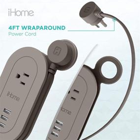 img 3 attached to 🔌 iHome Travel Reach: Compact Fast Charging Power Strip - 3 USB Ports, 1 AC Outlet &amp; 4 ft Wrap Around Cord - Home, Office, Desktop, Airplane (Grey)