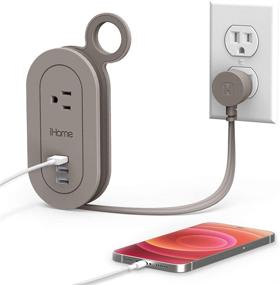 img 4 attached to 🔌 iHome Travel Reach: Compact Fast Charging Power Strip - 3 USB Ports, 1 AC Outlet &amp; 4 ft Wrap Around Cord - Home, Office, Desktop, Airplane (Grey)