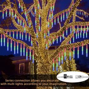 img 1 attached to 🌧️ GPODER Falling Rain Lights 30CM, 8 Waterproof Tubes Meteor Lights, 288 LEDs Meteor Shower Lights for Christmas Outdoor Garden House Window Xmas Tree Decoration in Multicolor