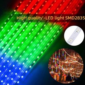 img 2 attached to 🌧️ GPODER Falling Rain Lights 30CM, 8 Waterproof Tubes Meteor Lights, 288 LEDs Meteor Shower Lights for Christmas Outdoor Garden House Window Xmas Tree Decoration in Multicolor