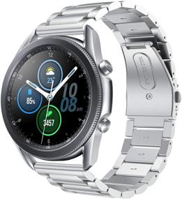 img 4 attached to Карты, совместимые с ремешками Samsung Galaxy Watch 46 мм, ремешками Galaxy Watch 3 45 мм аксессуарами 22 мм, нержавеющей стали, для Galaxy Watch 3 45 мм / Gear S3 Frontier Мужские и женские ремешки (серебристые)