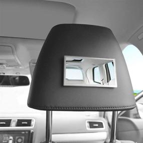 img 2 attached to 🚗 Voroly Car Visor Mirror Seatback Makeup Mirror - Large Stainless Steel Travel Vanity Mirror - Universal for Car Visor, Seatback, Dashboard, and Window