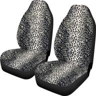 🐆 stylish grey snow leopard print car seat covers - universal-fit bucket seats (2pc pair) logo