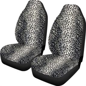 img 4 attached to 🐆 Stylish Grey Snow Leopard Print Car Seat Covers - Universal-fit Bucket Seats (2PC Pair)