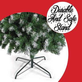 img 2 attached to 🎄 Prextex 6ft Premium Artificial Spruce Hinged Frosted Christmas Tree with 1200 Snow White Tips, Lightweight and Easy to Assemble - Includes Metal Stand