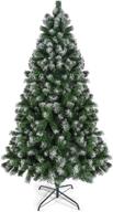 🎄 prextex 6ft premium artificial spruce hinged frosted christmas tree with 1200 snow white tips, lightweight and easy to assemble - includes metal stand logo