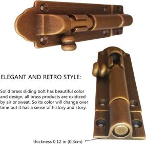 img 3 attached to 🔒 Premium Solid Cast Brass Barrel Bolt, Antique Brass Door Slide Latch Lock, Heavy Duty Gate Sliding Bolt Latch in Antique Bronze Finish