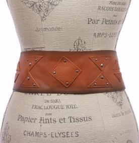 img 2 attached to 👗 Chic and Timeless: Womens Contour Studded Leather Camel Belts - Elevate Your Accessories Collection