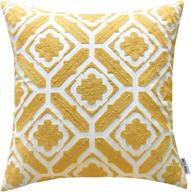 🌼 slow cow embroidered floral cushion cover: stunning designs for throw pillows (18x18 inch yellow) logo