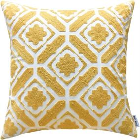 img 4 attached to 🌼 SLOW COW Embroidered Floral Cushion Cover: Stunning Designs for Throw Pillows (18x18 Inch Yellow)