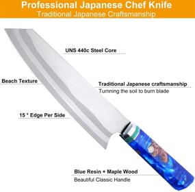 img 1 attached to 🔪 8 Inch Japanese Kiritsuke Chef Knife by Fukep - Professional Mid-range Stainless Steel 440c Blade with Stunning Resin Wood Handle - Superior Cost-Performance Kitchen Knives