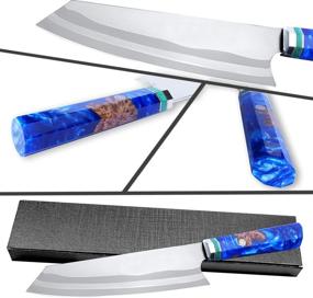 img 3 attached to 🔪 8 Inch Japanese Kiritsuke Chef Knife by Fukep - Professional Mid-range Stainless Steel 440c Blade with Stunning Resin Wood Handle - Superior Cost-Performance Kitchen Knives