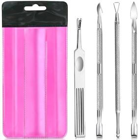 img 4 attached to Teenitor 4-Piece Set: Cuticle Pusher and Cutter Bundle, Triangle Nail Polish Remover Scraper, Nail Cleaner Fork, Cuticle Remover, Professional Stainless Steel Pedicure Manicure Tool Kit