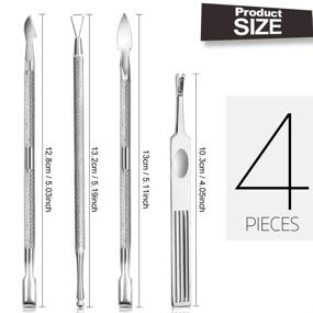 img 3 attached to Teenitor 4-Piece Set: Cuticle Pusher and Cutter Bundle, Triangle Nail Polish Remover Scraper, Nail Cleaner Fork, Cuticle Remover, Professional Stainless Steel Pedicure Manicure Tool Kit