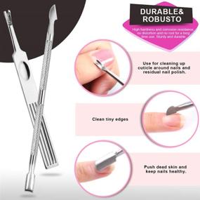 img 1 attached to Teenitor 4-Piece Set: Cuticle Pusher and Cutter Bundle, Triangle Nail Polish Remover Scraper, Nail Cleaner Fork, Cuticle Remover, Professional Stainless Steel Pedicure Manicure Tool Kit