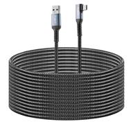 🔌 16ft usb 3.0 тип a кабель до c для oculus quest 2 link, kuject нейлоновый плетеный длинный pc соединительный кабель для зарядки данных серого цвета - аксессуары для виртуальной реальности для oculus quest логотип