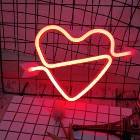 img 3 attached to Neon Heart Signs Led Neon Lights Up Sign Decorative Neon Wall Light For Girls Room (Lavender Cupid) (Red)