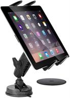 📱 digital tablet car mount for samsung galaxy tab 5 4 3 s3 s4 s5e a e/apple ipad pro, ipad air, ipad mini (7-13&#34;) - windshield or dash truck holder with anti-vibration swivel cradle (with or without case) logo